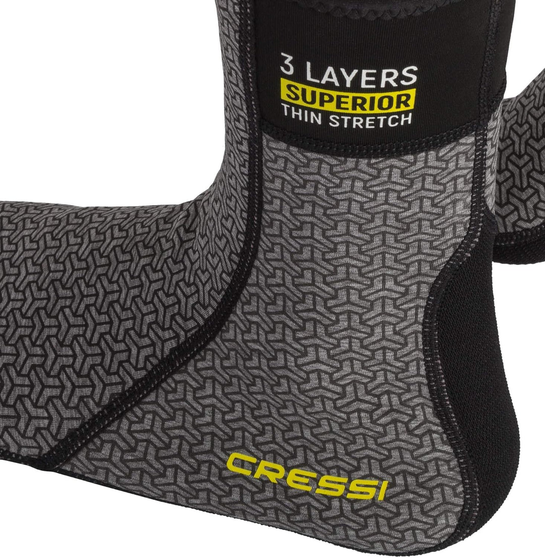 Cressi Thermal Udersuit Socks - Thermosocken für Trockenanzüge, Schwarz/Grau, Unisex für Erwachsene