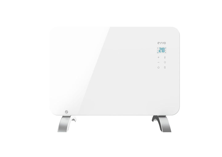 Elektrischer Heizkörper EVVO C, weisses Glas, 1000 W, WLAN, regulierbarer Thermostat, Google-Home, A