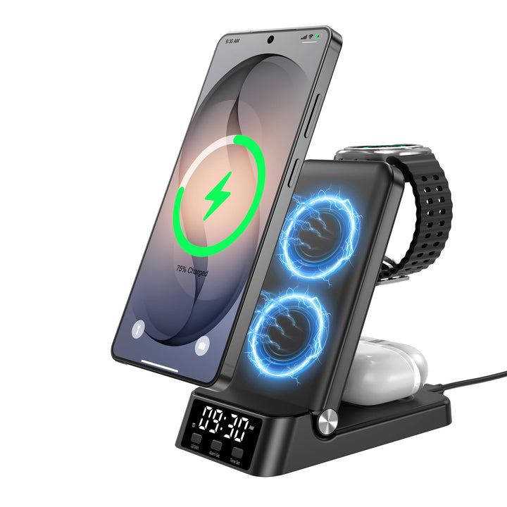Induktive Ladestation für Samsung,4-in-1 Wireless Charger für Galaxy | S26/S25 Ultra/S24 Ultra/Z Fli