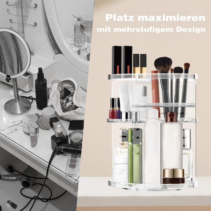Make Up Organizer Drehbar, Acryl Kosmetik Organizer, 360° Makeup Organizers für Parfüm Kosmetik, Ver