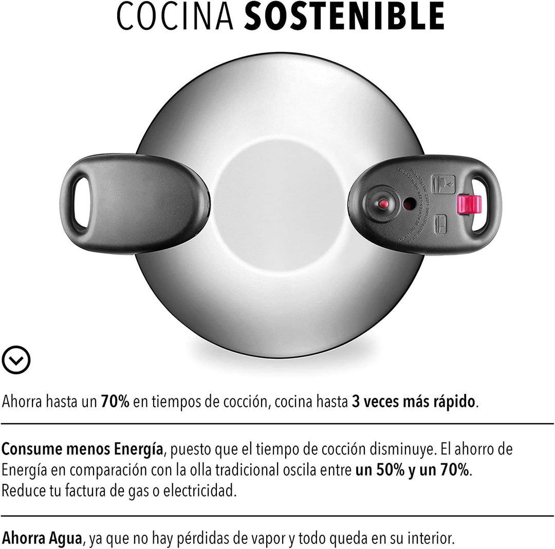 Alza Space - Schnellkochtopf 2,5L, Edelstahl 18/10, 2 Kochstufen, Ergonomisches Design, Energiespare