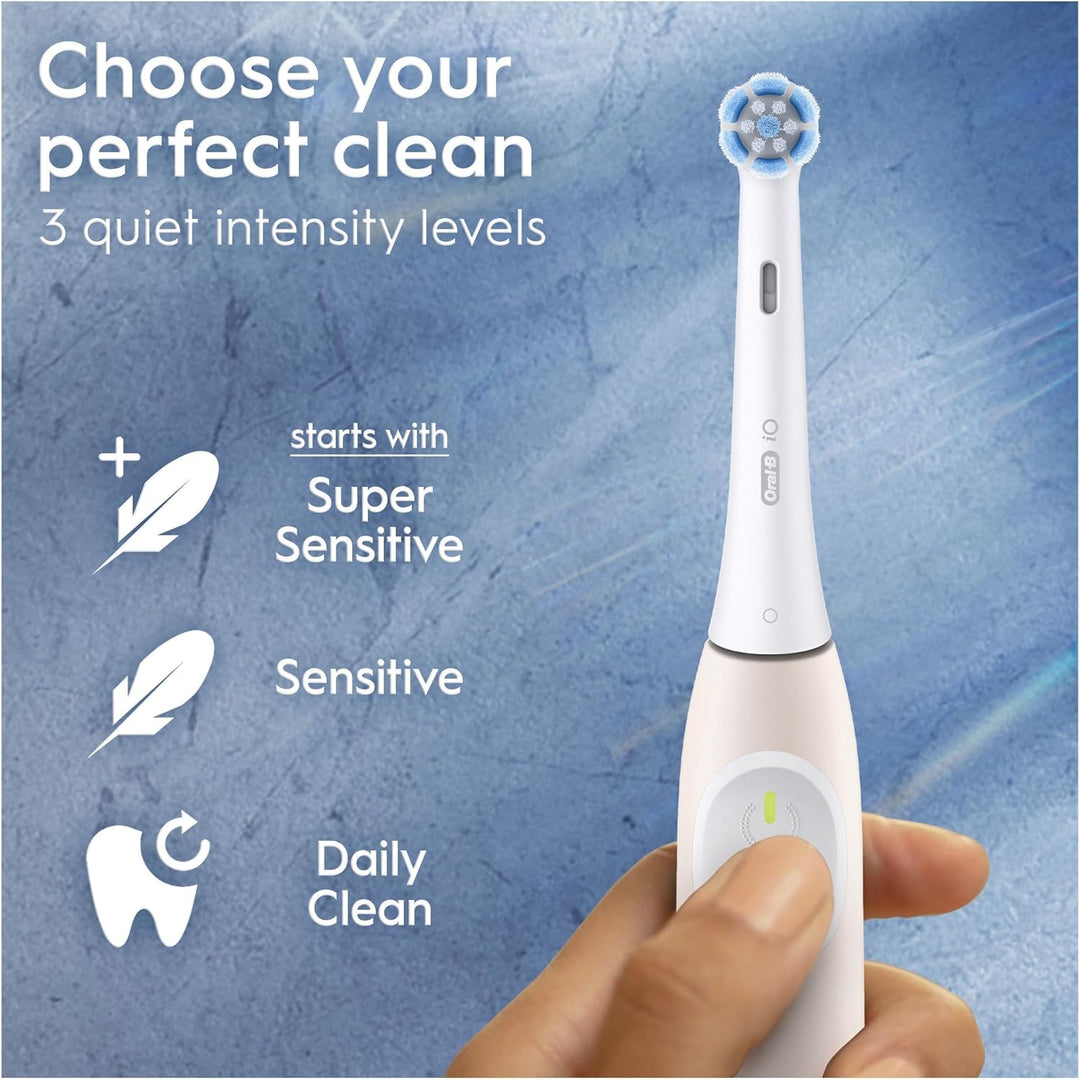 Oral-B iO 2 elektrische Zahnbürste, Hellrosa, für Erwachsene, 3 Reinigungsmodi, sanft für das Zahnfl