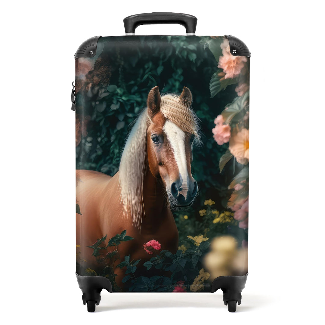 NoBoringSuitcases.com® Koffer Handgepäck Trolley Rollkoffer Kleine Reisekoffer mit 4 Rollen - Pferd