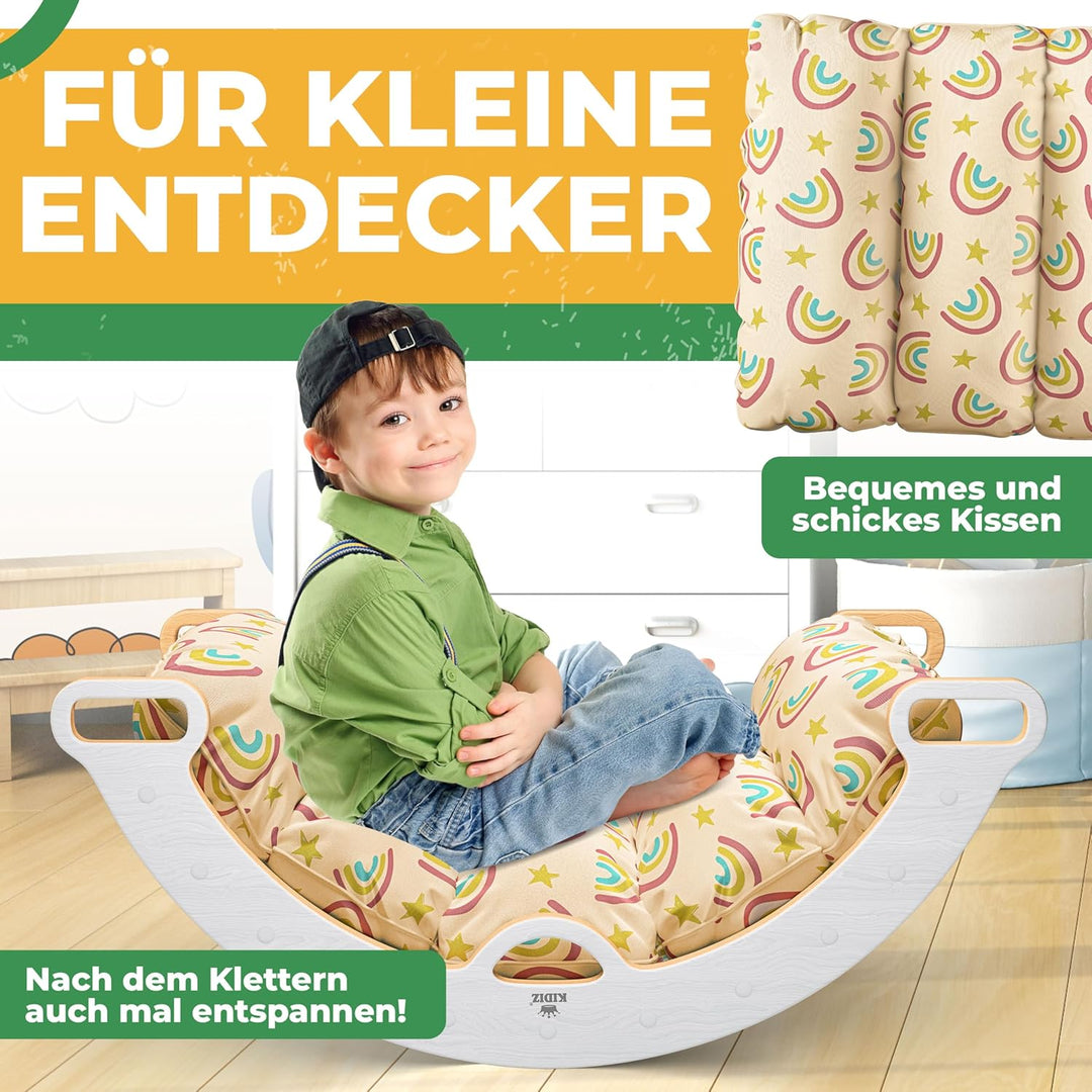 Kidiz® Klettergerüst Montessori 7in1 Spiel-Set mit Kletterbogen Rutsche Kletterdreieck aus Holz inkl