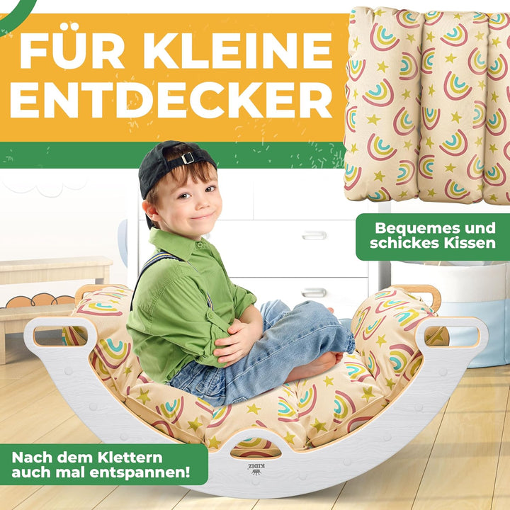 Kidiz® Klettergerüst Montessori 7in1 Spiel-Set mit Kletterbogen Rutsche Kletterdreieck aus Holz inkl