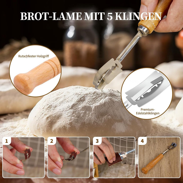 Sauerteig Starter Set, 700ml Sauerteig Glas, Baumwollseil Runde Gärkörbchen für Brot Gärkorb Brot mi