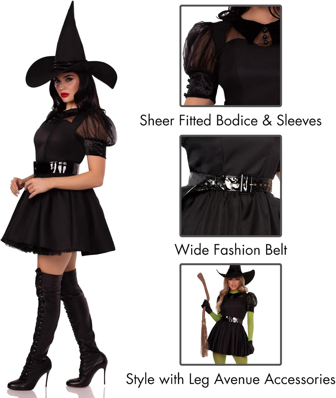 LEG AVENUE 85238 - "Bewitching Witch" Kostüm für Erwachsene, Grösse M, schwarz Grösse: M (EUR 38), G