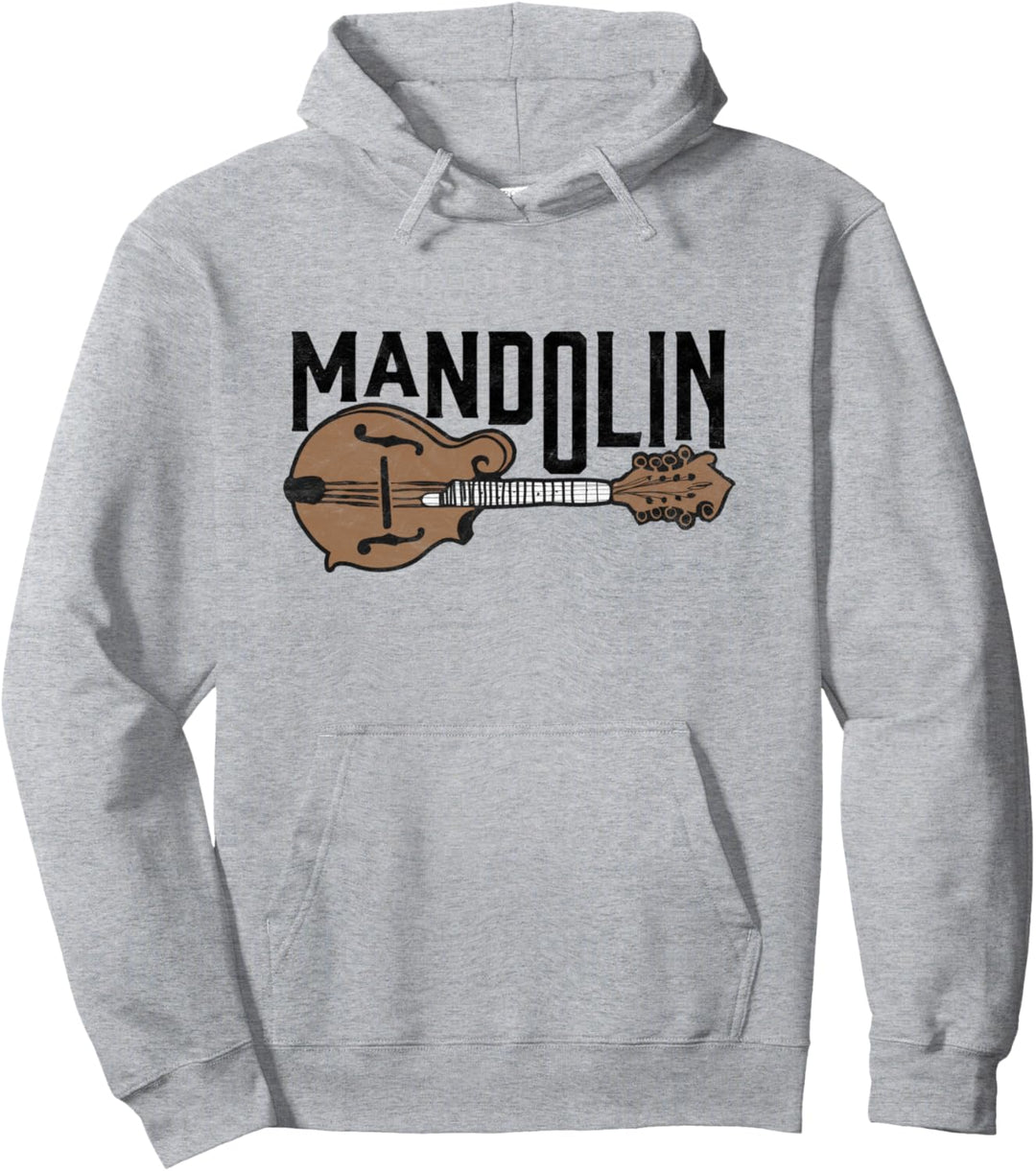 Retro Mandolin Minimalist String Instrument Graphic Music Pullover Hoodie