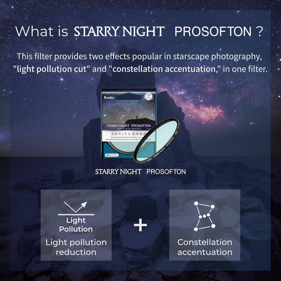 Kenko Effektfilter Starry Night Prosofton φ58mm, Reduzierung der Lichtverschmutzung &amp; weicher Effekt