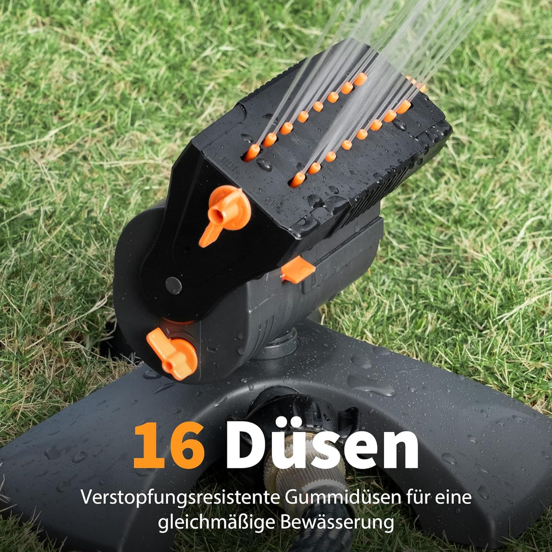Diivoo Mini Turbo Oszillierender Rasensprenger 16 Düsen, Gartensprinkler mit Schnellanschluss und Gr