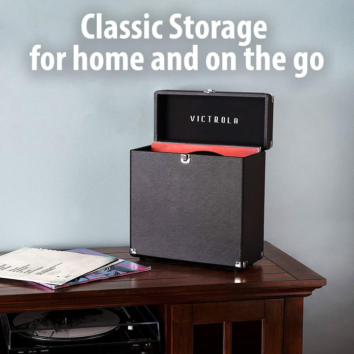 Victrola Vintage-Schallplatten-Aufbewahrungs- und Tragetasche, passend für alle Standard-Schallplatt