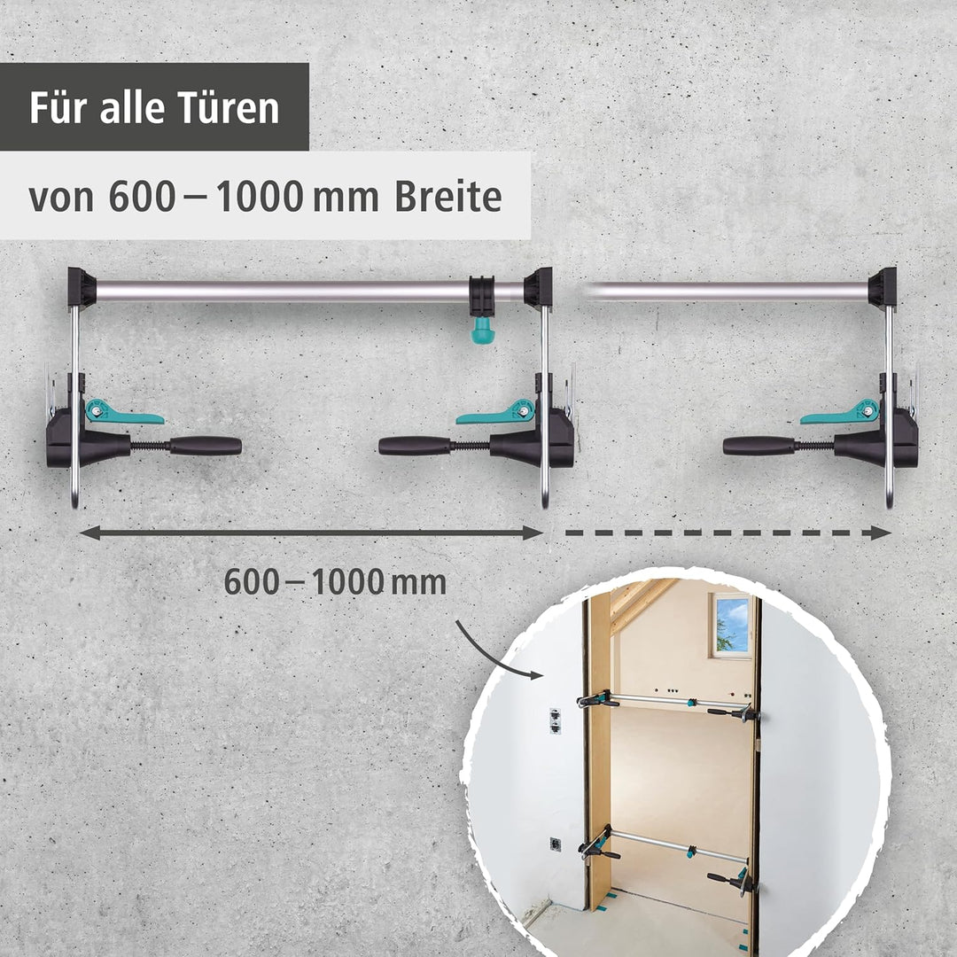wolfcraft 12-tlg. Türfutter-Montage-Set PRO - Zargenspanner Komplettset | Profi Einbauset für Türen