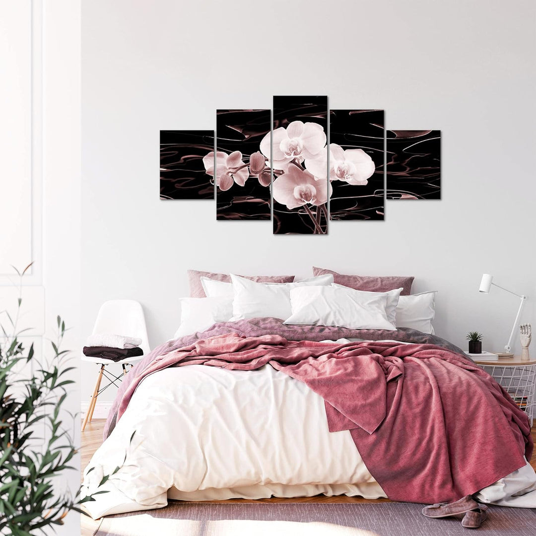 Runa Art - Bilder Blumen Orchidee 200 x 100 cm 5 Teilig XXL Wanddekoration Design Rosa Braun 203251c