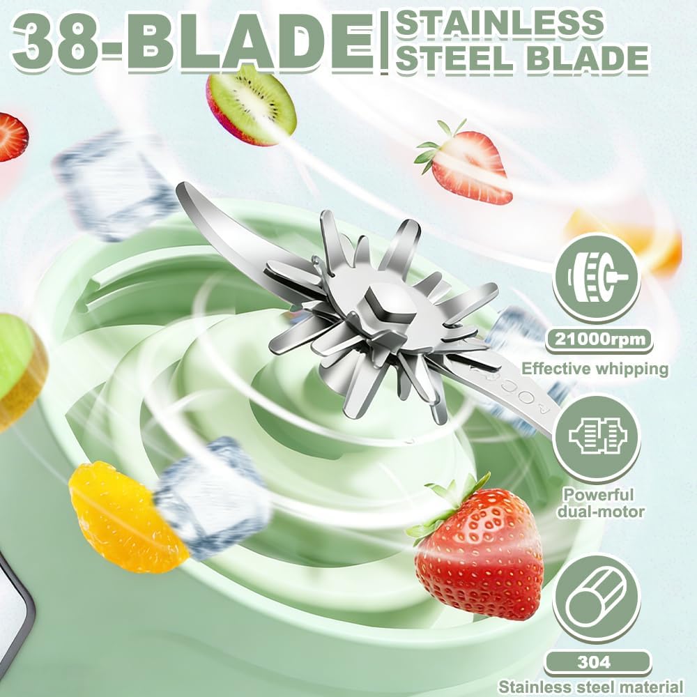Tragbarer Mixer Smoothie Maker To Go, SGZIOO 450 ML Portable Blender, 38 Klingen, Kleiner Mixer Für