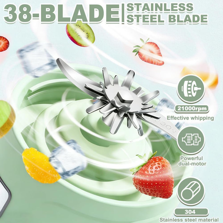 Tragbarer Mixer Smoothie Maker To Go, SGZIOO 450 ML Portable Blender, 38 Klingen, Kleiner Mixer Für