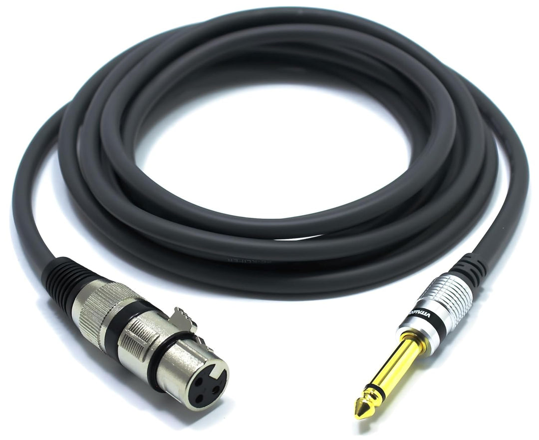 VITALCO XLR Buchse auf 6,3mm Mono Klinke Kabel 5m Mikrofonkabel 3 Polig auf 6.3 TS Klinkenstecker Ad