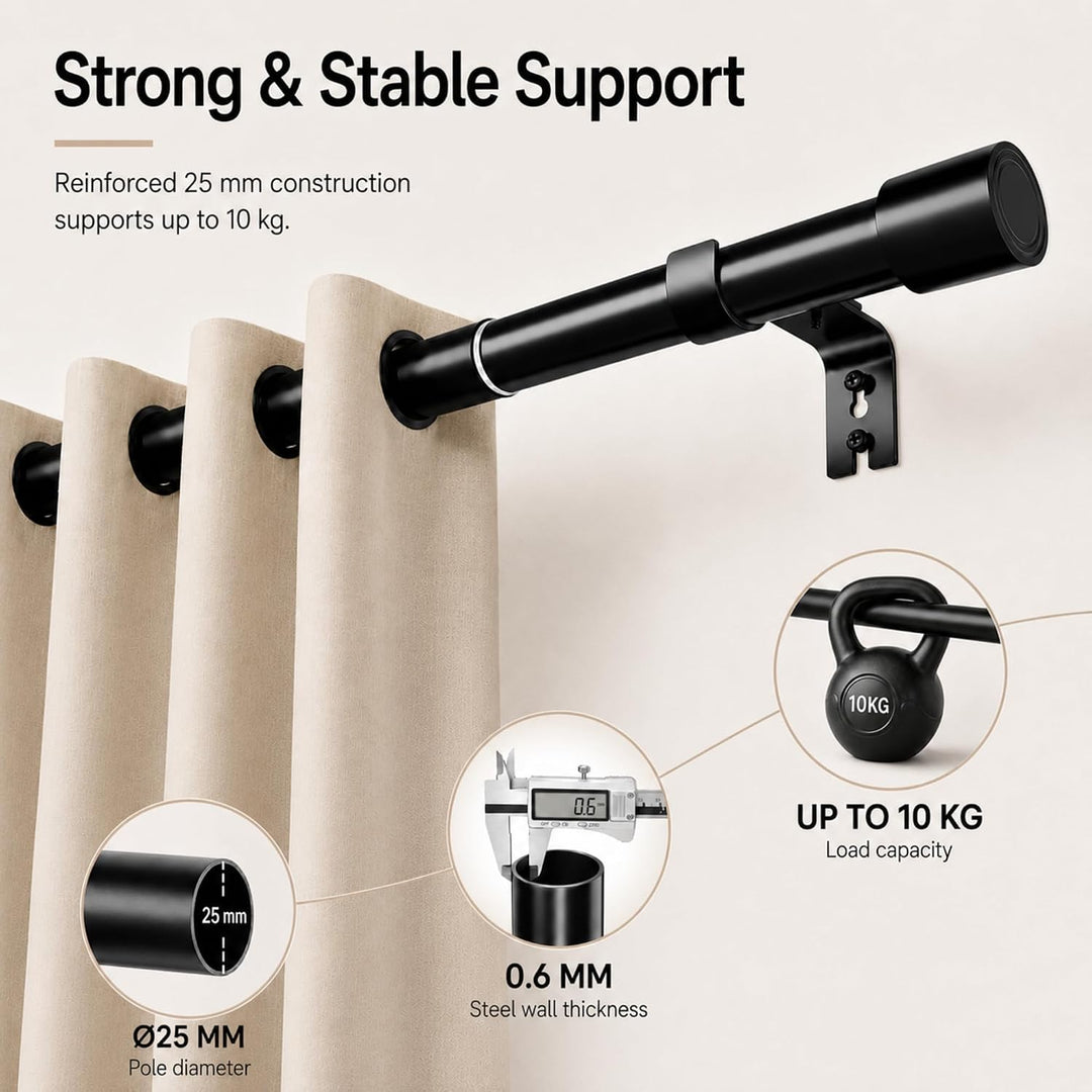 Vorhangstange Weiss Gardinenstange Ausziehbar Curtain Rod aus Edelstahl Verstellbare Gardinen Stange