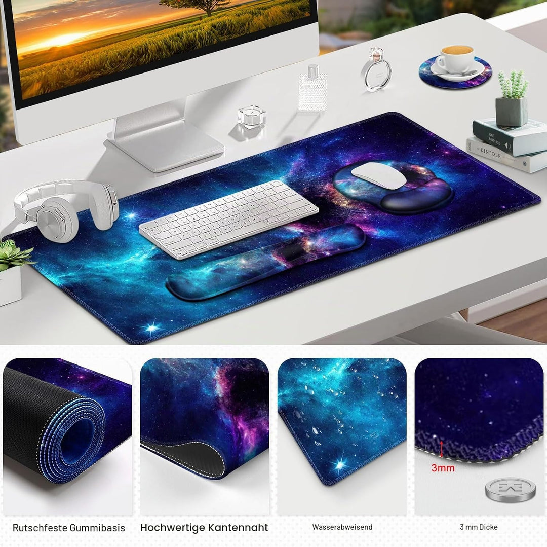 Gaming-Mauspad, grosse Schreibtischunterlage, niedlicher Schreibtischunterlage, 4-in-1 XXL-Mauspad +