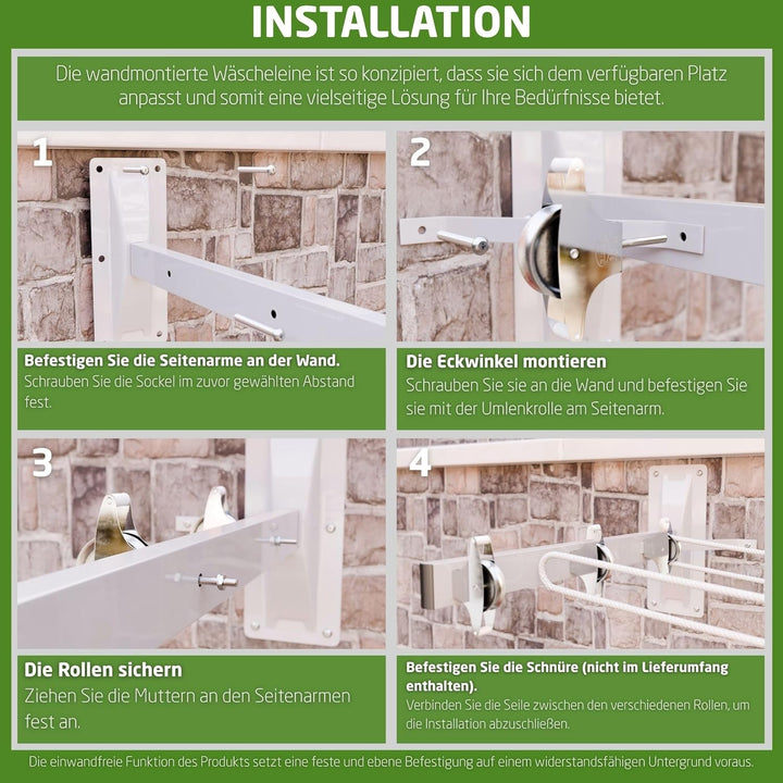 AMIG - Seitlicher Wäscheständer Modell 3 aus Edelstahl, Finish in Weiss, mit sechs Spulen und DREI S