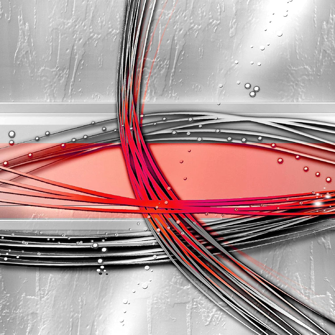 Runa Art Bild Modern Abstrakt - Made in Germany - Wandbilder Figuren Grau Rot 4 Teilig 103642b 100 x