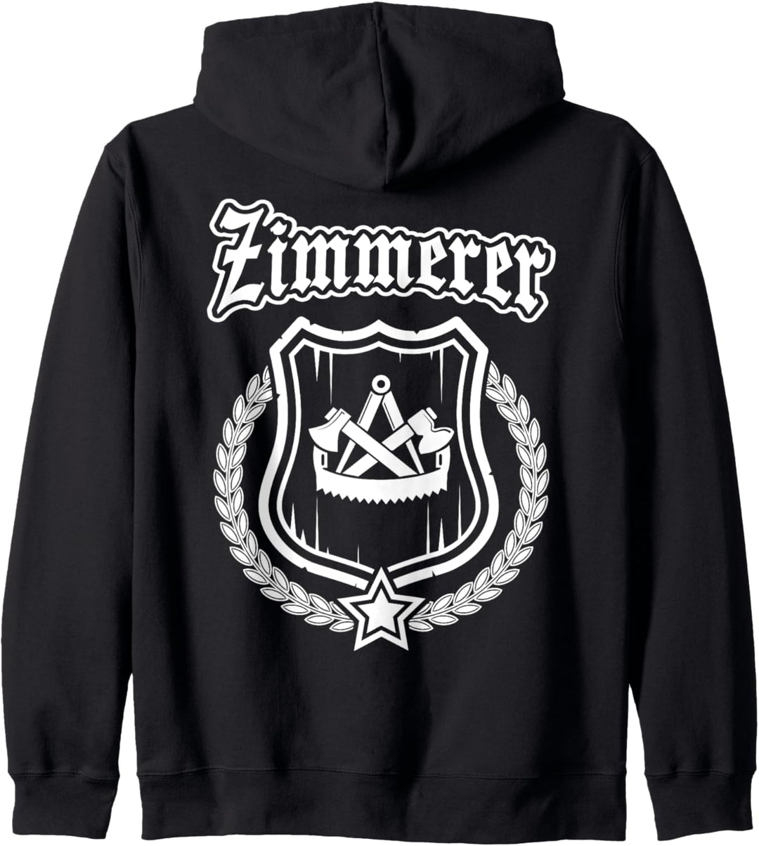 Zimmerer - Zunftzeichen auf Wappen mit Ehrenkranz. Kapuzenjacke