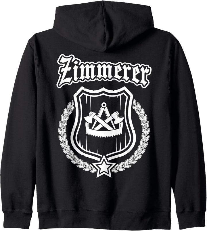 Zimmerer - Zunftzeichen auf Wappen mit Ehrenkranz. Kapuzenjacke