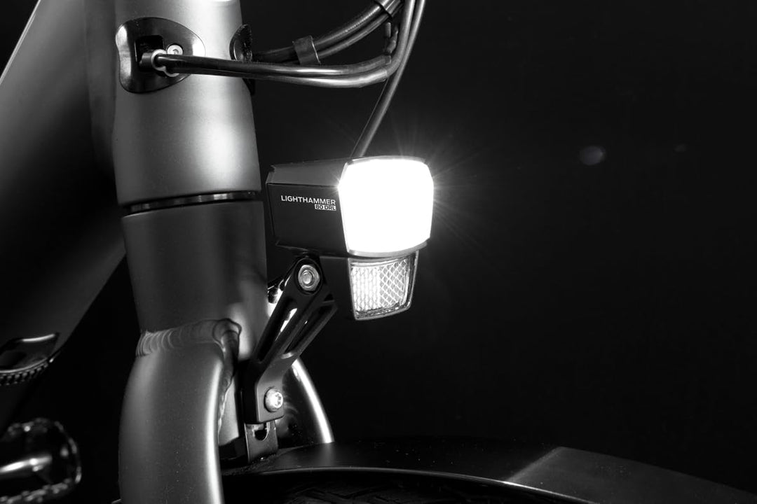 TRELOCK LS 835-T Lighthammer 80 Lux Dynamo Fahrradlicht – Tagfahrlicht-Modus – Inklusive Gabelhalter