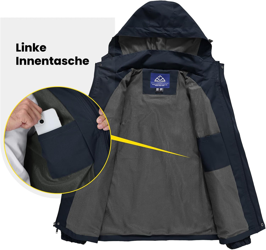 Herren Outdoor Wanderjacke Wasserabweisend Atmungsaktiv Winddichte Funktionsjacke Leicht Übergangsja