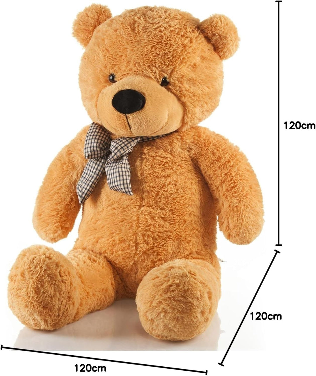 Feluna Riesen Teddybär XXL Kuschelbär 120 cm gross Plüschbär - Original Teddy Bär mit Schleife Hellb