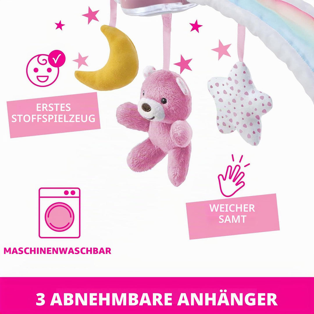 Chicco Regenbogen-Spielbogen für Kinderbett, 2in1 Evolutionskompatibel Next2Me, Babywanne mit Regenb