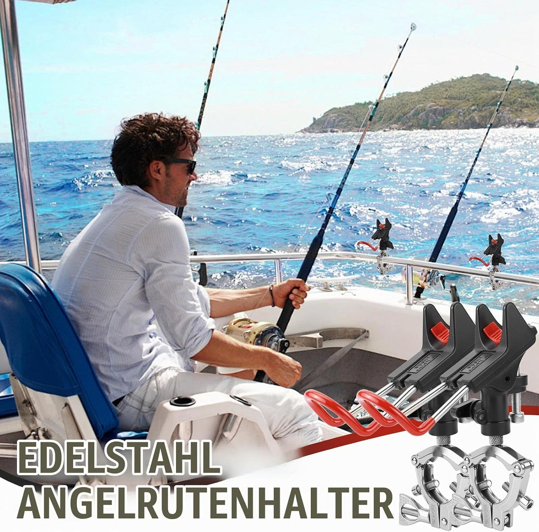 Rutenhalter Boot, 2 Stück Edelstahl Rutenständer, 360° Verstellbarer Angelrutenhalter, Rutenhalter A