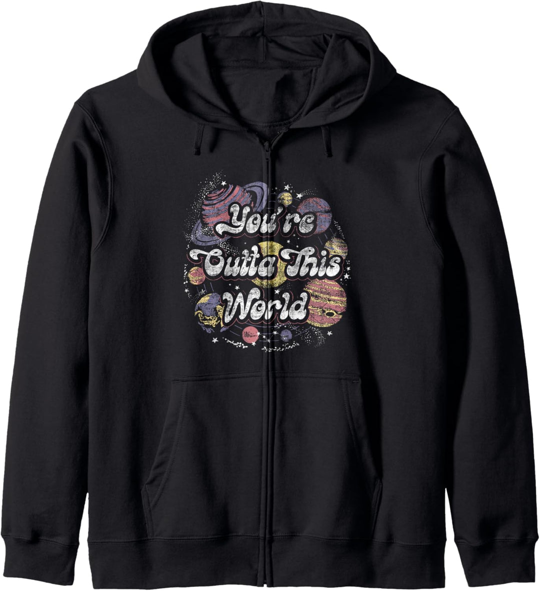 Trendy You're Outta This World Retro Solar System Front Back Kapuzenjacke