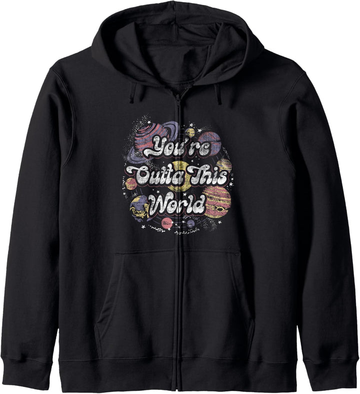 Trendy You're Outta This World Retro Solar System Front Back Kapuzenjacke
