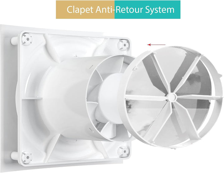 AB-100 mm Abluftventilator,Badlüfter Ventilator mit Rückschlagventil,Low Wattage,Geringer Energiever