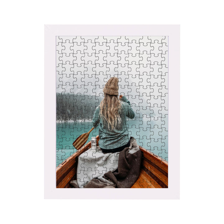 Rahmendesign24 Puzzlerahmen Milano für Puzzle ca. 500-1000 Teile 33x95cm 95x33cm Weiss (matt) mit Ac