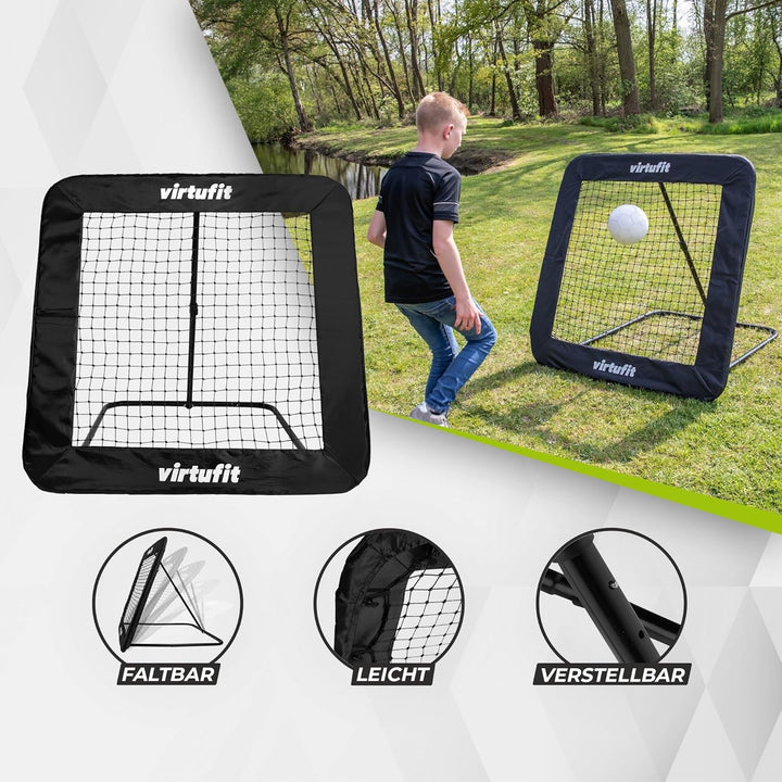 Virtufit Verstellbarer Fussball-Rebounder Pro - Kickback - Tchouck - 84 x 84 cm / 100 x 100 cm / 124