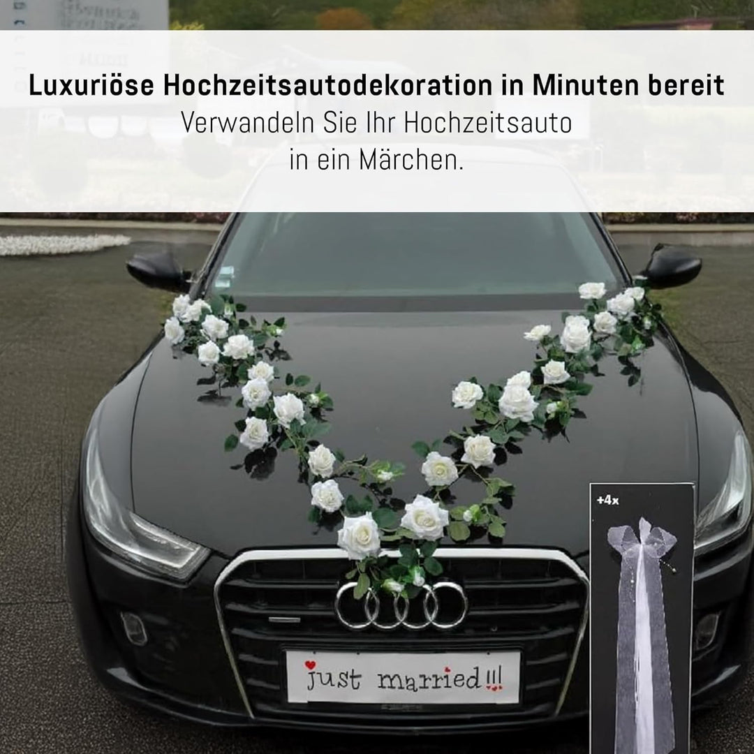 Rosen Girlande Braut Paar Rose Deko Dekoration Autoschmuck Hochzeit Car Auto Wedding ®Auto-schmuck D