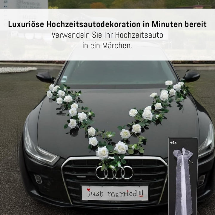 Rosen Girlande Braut Paar Rose Deko Dekoration Autoschmuck Hochzeit Car Auto Wedding ®Auto-schmuck D