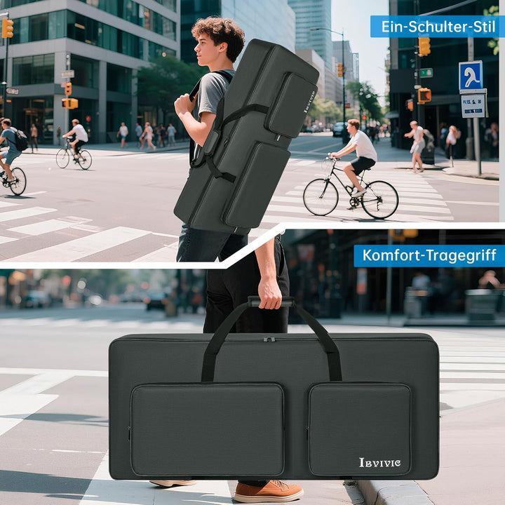 OUUTMEE 61 Keyboard Tasche Zwei Möglichkeiten Zum Tragen,107 x 45 x 16 cm Keyboard Piano Tasche,600D