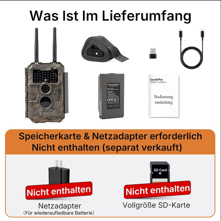 GardePro E6 2.0 Pro 4K Wildkamera WLAN mit 7800mAh Akku und 50m Lokaler WLAN-Reichweite, 64MP Wildka