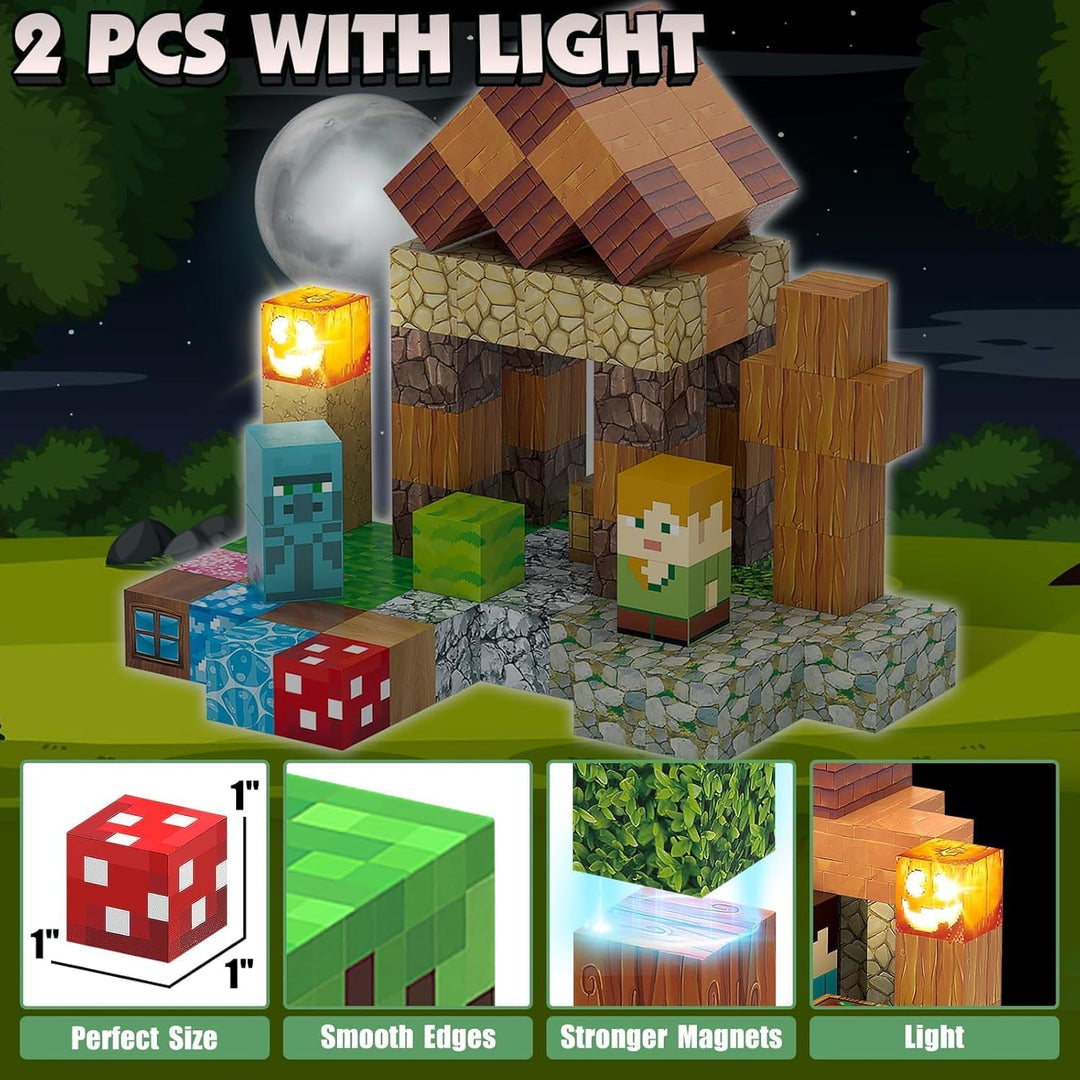 TUKIIE Magnetische Bausteine 120 Stück 1" Light Up Magnetic Building Blocks Magnetblöcke Magnetbaust