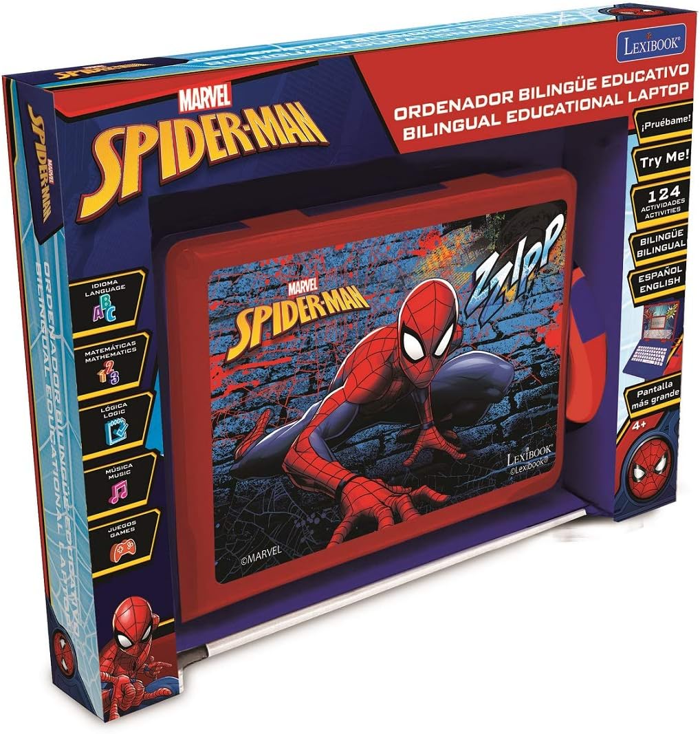 LEXIBOOK JC598SPi2 Spider-Man-pädagogischer und zweisprachiger Laptop Spanisch/Englisch-Spielzeug fü