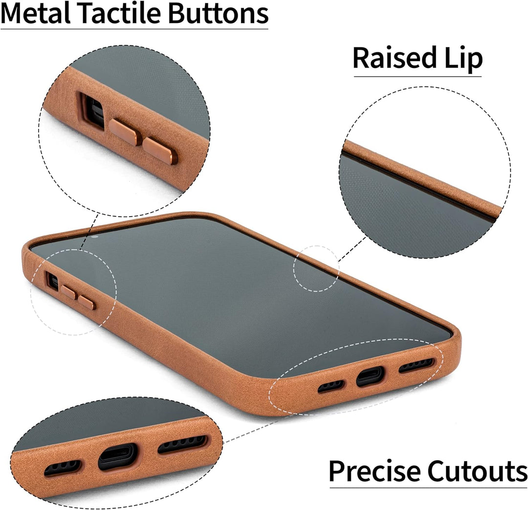 Dockem Echtleder Kartenetui für iPhone 14 Pro mit Kartenfachen und Integrierter Metallplatte zur Mag