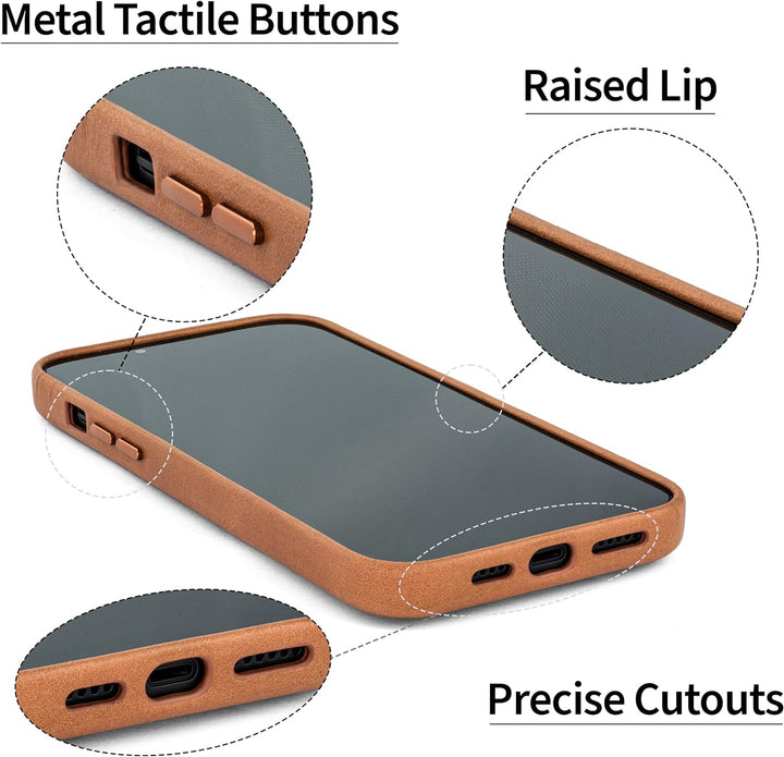 Dockem Echtleder Kartenetui für iPhone 14 Pro mit Kartenfachen und Integrierter Metallplatte zur Mag