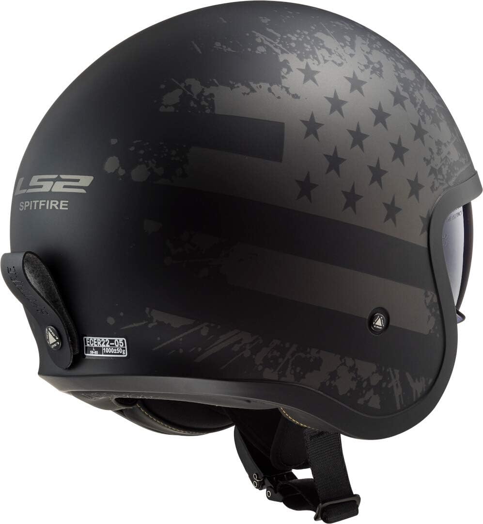 LS2, Jethelme motorrad Spitfire Black Flag, XS XS Schwarz, XS Schwarz