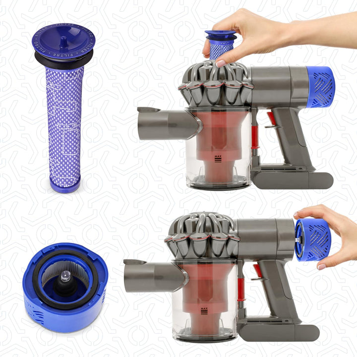 VIOKS 2x Staubsauger Filter Ersatz für Dysоn Filter 965661-01 + 2x Abluftfilter Ersatz für Dysоn 966
