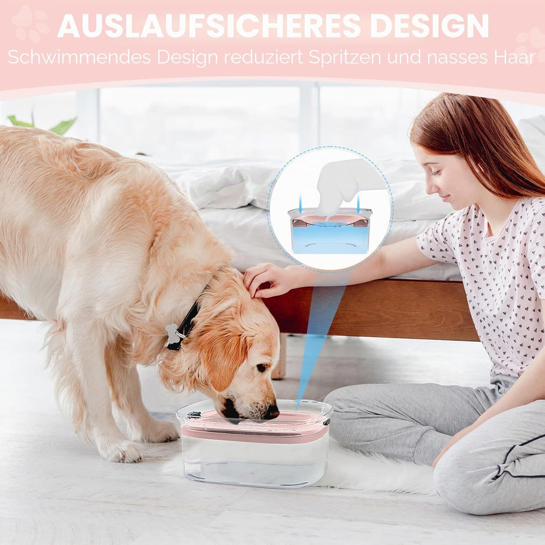 Heouvo Hunde Wassernapf ohne Verschütten, Knapp 2.5L Grosser Auslaufsicherer Hundenapf, Anti-Spritz