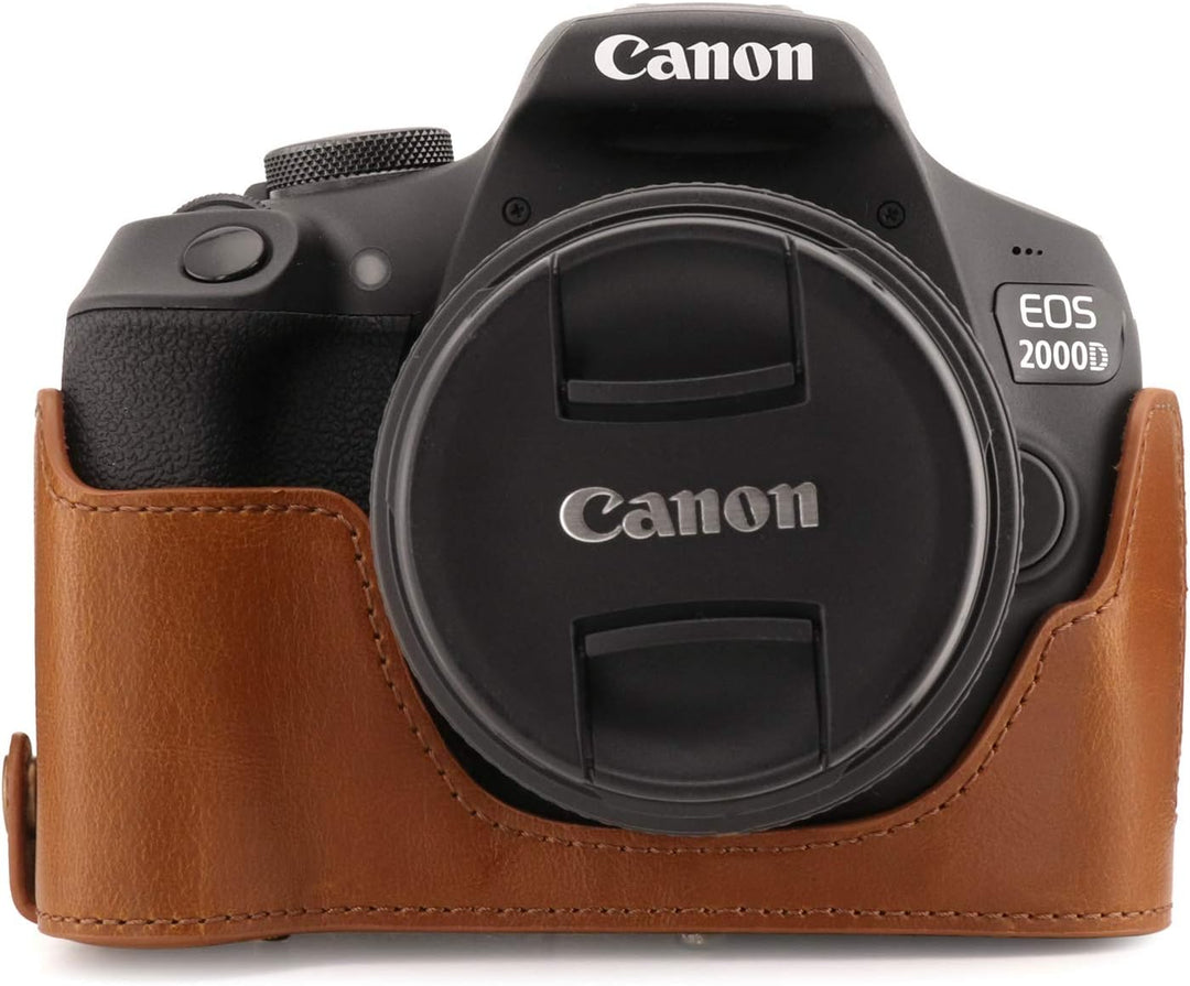 MegaGear MG1609 Canon EOS 2000D (18-55mm) Ever Ready Leder Kamera-Case mit Trageriemen - Hellbraun,