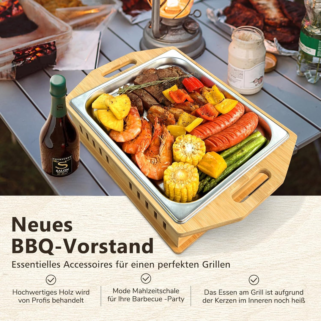 Bbq Warmhalteplatte Teelicht,Fleischwarmhalter FüR Grillen,Grill warmhalteplatte,Warmhalteplatte Gri