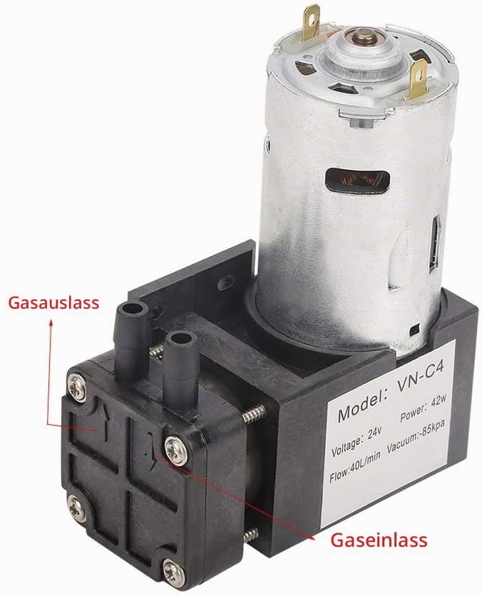 Vakuumpumpe DC 24V Wasser Luft Gas -85KPa Durchfluss 40L / min Ölloser Luftpumpenmotor